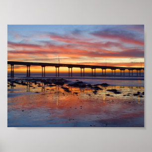 Sonnenuntergang am Ozean-Strand Poster