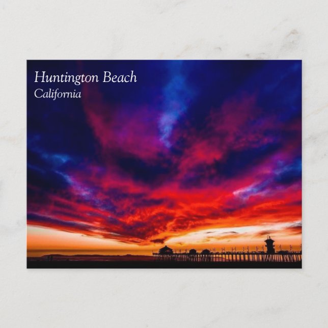 Sonnenuntergang am Pier, Huntington Beach, CA Post Postkarte (Vorderseite)