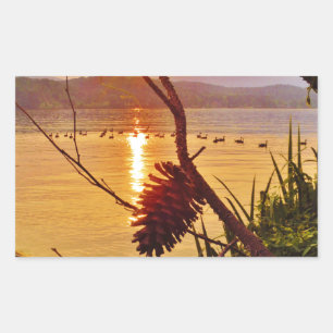 Sonnenuntergang am Pinecone Lake Rechteckiger Aufkleber