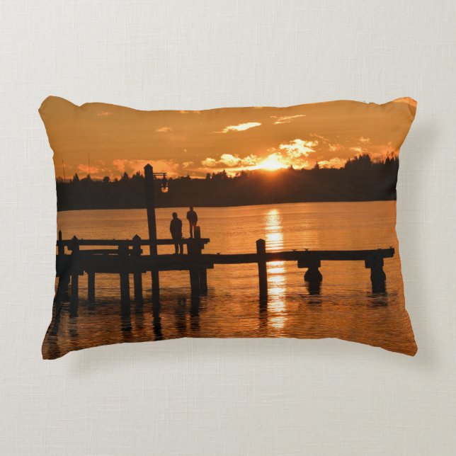 Sonnenuntergang am See Akzent Kissen (Vorderseite)