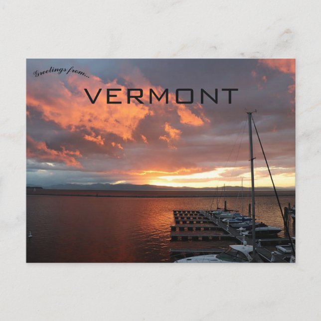 Sonnenuntergang am See Champlain Vermont Postkarte (Vorderseite)