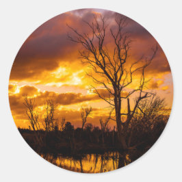Sonnenuntergang am See groß Runder Aufkleber