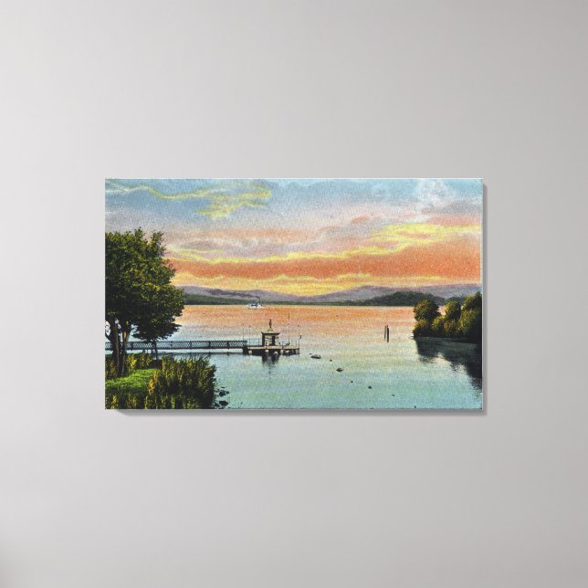 Sonnenuntergang am See Leinwanddruck (Vorderseite)
