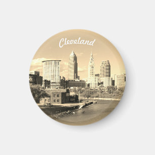 Sonnenuntergang am Sepia-Fluss Cleveland Magnet