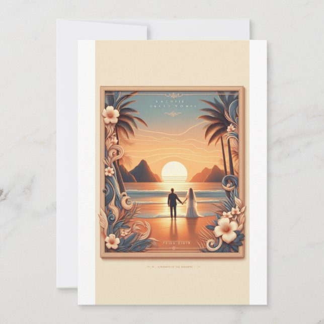 Sonnenuntergang am Strand Einladung zur Hochzeit | (Vorderseite)
