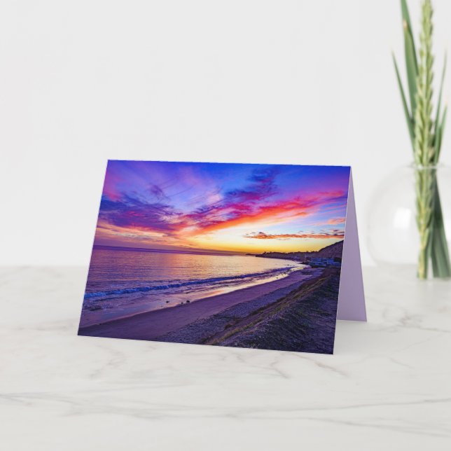Sonnenuntergang am Strand Grußkarte Karte (Vorderseite)