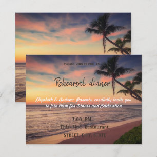Sonnenuntergang am Strand Hochzeit, Palms Probe Di Einladung