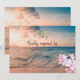 Sonnenuntergang am Strand Hochzeit, Plumeria UAWG Einladung