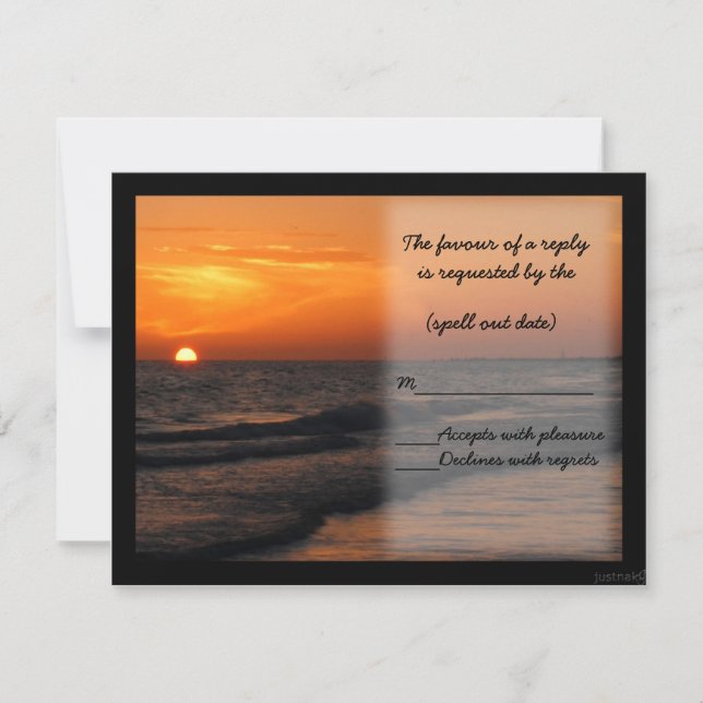 Sonnenuntergang am Strand ii uAwg RSVP Karte (Vorderseite)