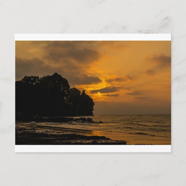 Sonnenuntergang am Strand in Webster New York Postkarte (Vorderseite)
