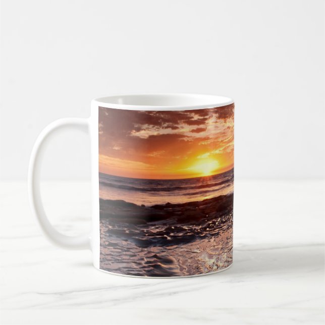 Sonnenuntergang am Strand, Kalifornien Kaffeetasse (Links)