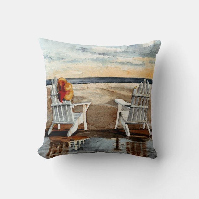 Sonnenuntergang am Strand Kissen (Vorderseite)