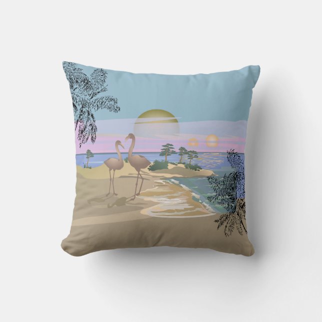 Sonnenuntergang am Strand Kissen (Vorderseite)