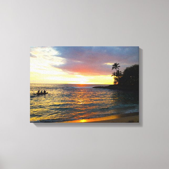 Sonnenuntergang am Strand Leinwanddruck (Vorderseite)