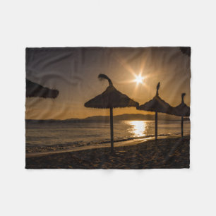 Sonnenuntergang am Strand, Mallorca, Spanien Fleecedecke