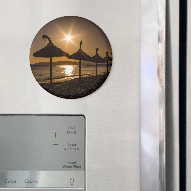Sonnenuntergang am Strand, Mallorca, Spanien Magnet (In Situ (Kühlschrank))
