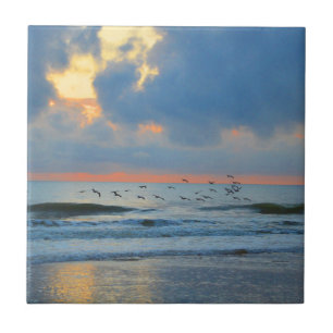 Sonnenuntergang am Strand Orange Florida Ozean War Fliese