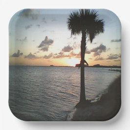 Sonnenuntergang am Strand Pappteller