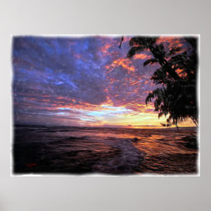 Sonnenuntergang am Strand-… Plakat und dem Druck