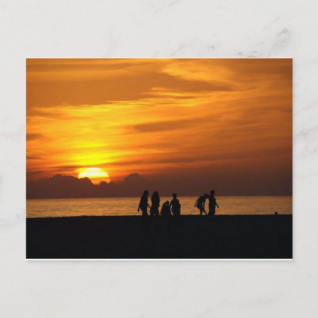 Sonnenuntergang am Strand Postkarte (Vorderseite)