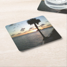 Sonnenuntergang am Strand Rechteckiger Pappuntersetzer