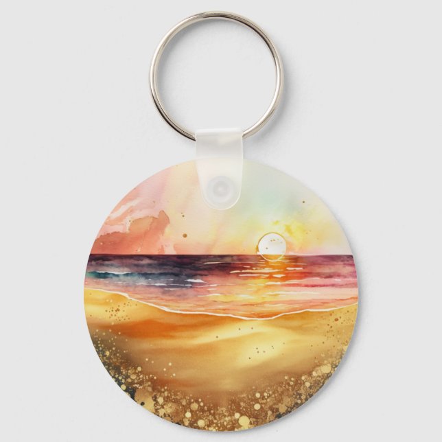 Sonnenuntergang am Strand Schlüsselanhänger (Vorderseite)