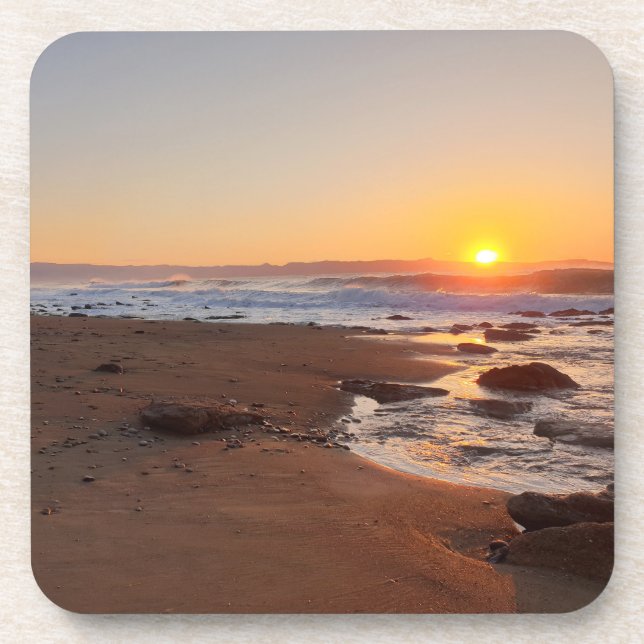 Sonnenuntergang am Strand von Paphos Getränkeuntersetzer (Vorderseite)