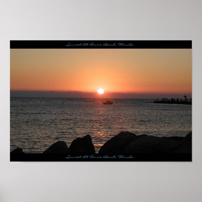 Sonnenuntergang am Strand von Venedig, Florida Poster (Vorne)