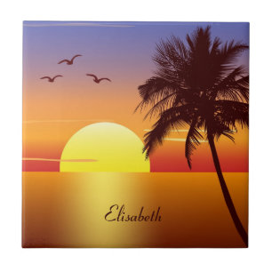 Sonnenuntergang am tropischen Strand Fliese