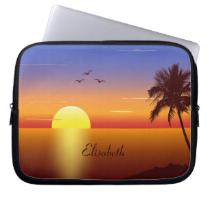 Sonnenuntergang am tropischen Strand Laptopschutzhülle