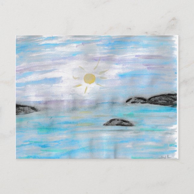 Sonnenuntergang am Wasser Feiertagspostkarte (Vorderseite)