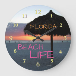 Sonnenuntergang am weißen Sandstrand von Florida Große Wanduhr