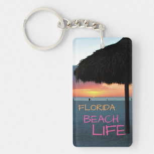 Sonnenuntergang am weißen Sandstrand von Florida Schlüsselanhänger