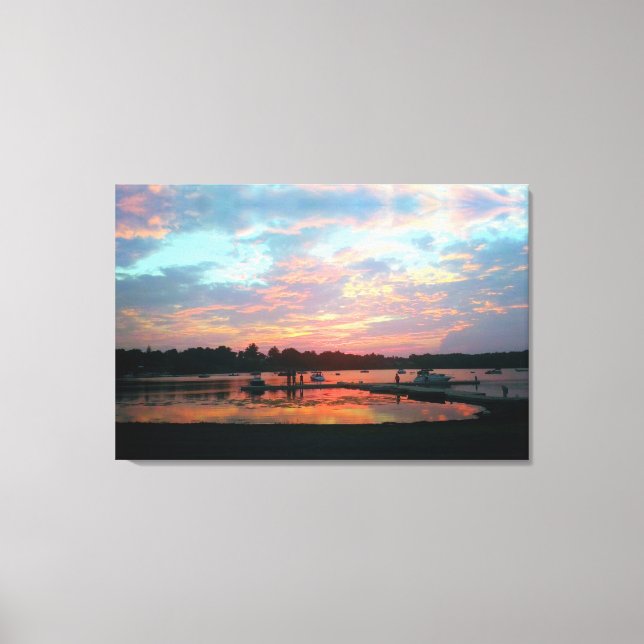 Sonnenuntergang an der Bucht Leinwanddruck (Vorderseite)