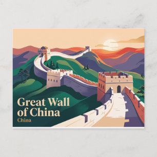 Sonnenuntergang an der Chinesischen Mauer Postkarte