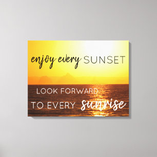 Sonnenuntergang an der Mauer Kunst mit Zitat Leinwanddruck
