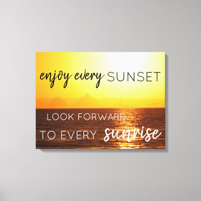 Sonnenuntergang an der Mauer Kunst mit Zitat Leinwanddruck (Vorderseite)