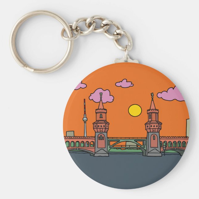 Sonnenuntergang an der Oberbaum-Brücke in Berlin Schlüsselanhänger (Vorne)