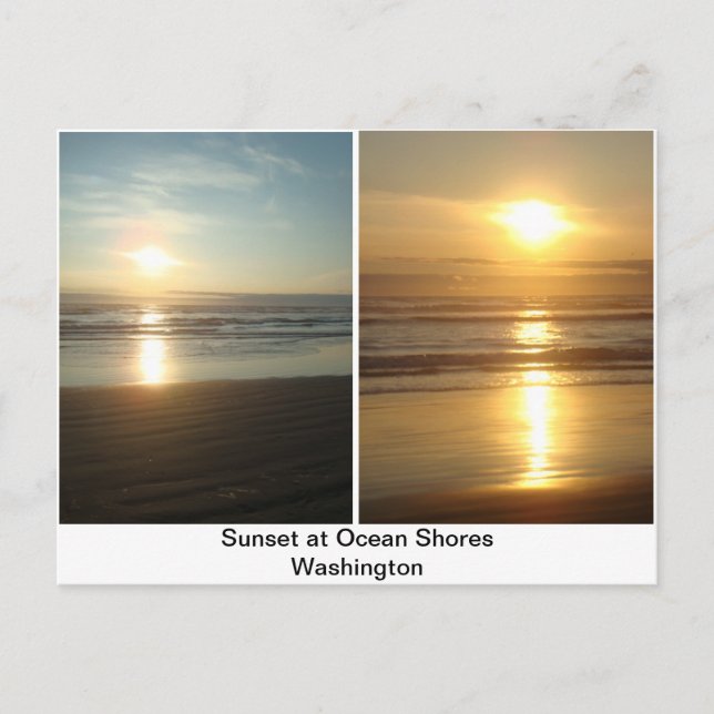 Sonnenuntergang an der Ocean Shows Washington Postkarte (Vorderseite)