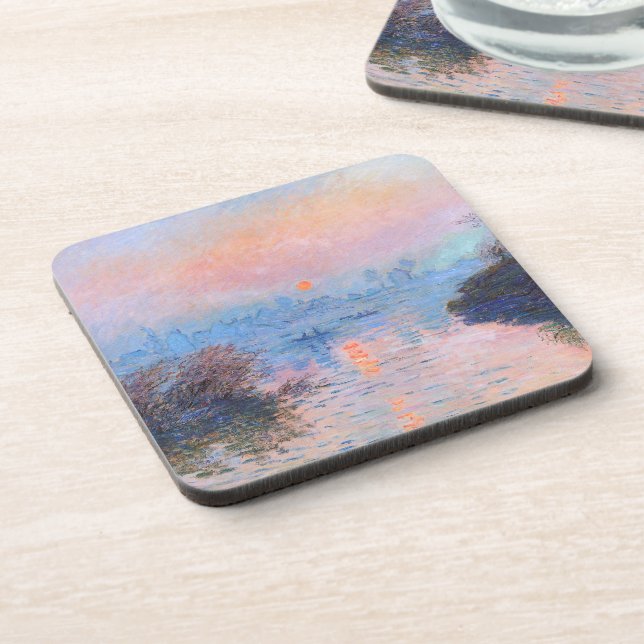 Sonnenuntergang an der Seine-Claude Monet Getränkeuntersetzer (Linke Seite)