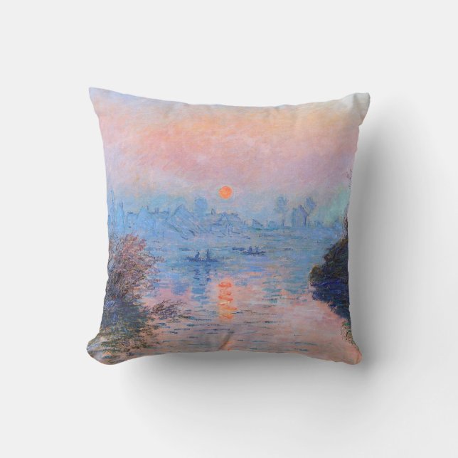 Sonnenuntergang an der Seine-Claude Monet Kissen (Vorderseite)