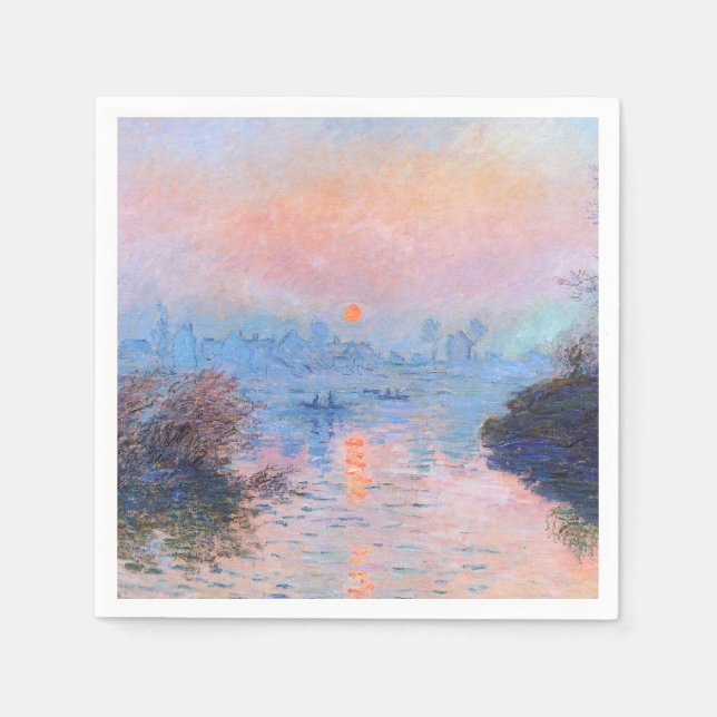 Sonnenuntergang an der Seine-Claude Monet Serviette (Vorderseite)
