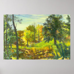 Sonnenuntergang Aquarell auf Seide Poster