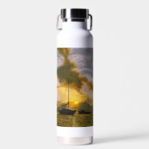 Sonnenuntergang auf Booten Wasserflasche