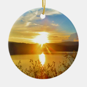Sonnenuntergang auf dem Bergsee Arrowhead Keramikornament