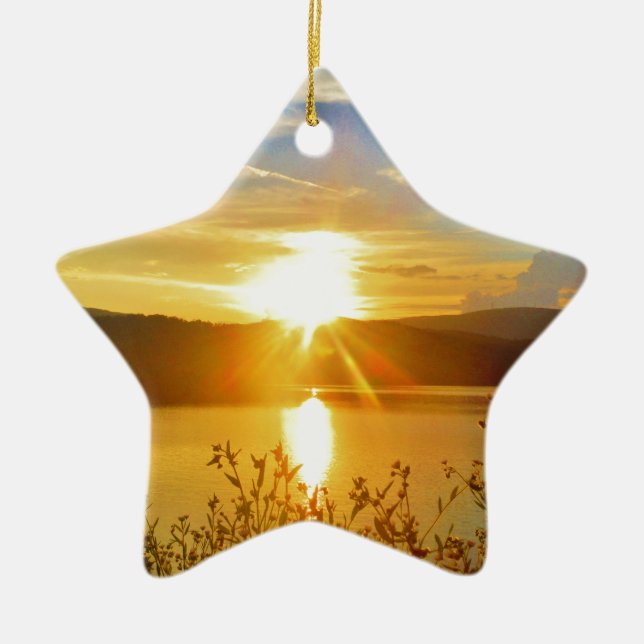 Sonnenuntergang auf dem Bergsee Arrowhead Keramikornament (Vorne)