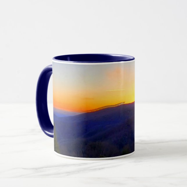 Sonnenuntergang auf dem Blue Ridge Parkway Tasse (Vorderseite Links)