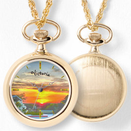 Sonnenuntergang auf dem Dach 2295 - Necklace Watch Armbanduhr