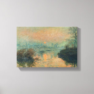 Sonnenuntergang auf dem die Seine-Winter-Effekt - Leinwanddruck