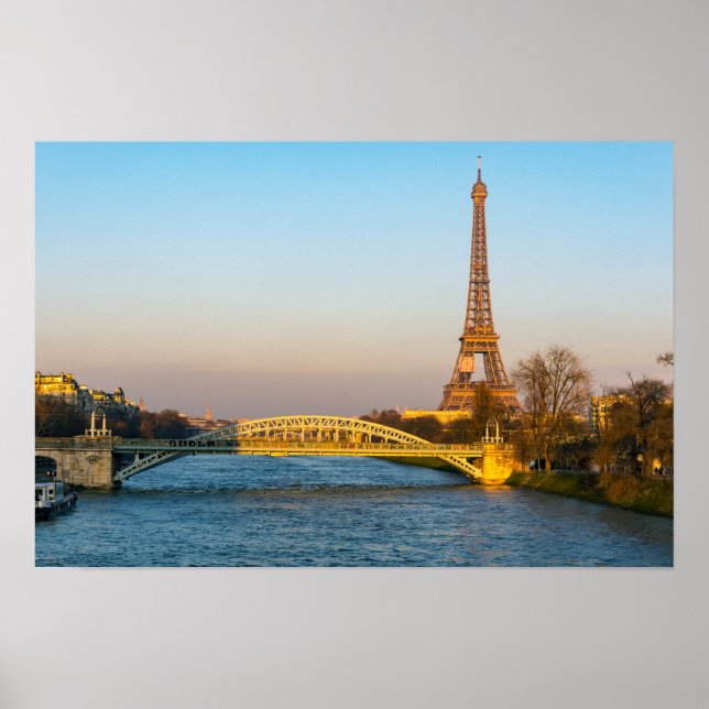 Sonnenuntergang auf dem Eiffelturm und Pont Rouell Poster (Vorne)